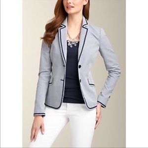 Talbots Seersucker Blue Striped Blazer Jacket